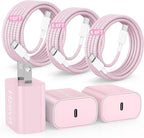 20W USB C Fast Charging for iPhone 17 Air/16/15 Pro Max,3Pack Colorful Mixed Charger Block with Braided Long USB C to C Cables (6/6/10ft) Compatible with iPhone16/15 Pro/15 Plus/iPad Pro