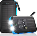 Durecopow Solar Charger Power Bank 20,000mAh, Portable Charger, 4 Cables 3 Ports Fast Charging External Battery Pack with USB C for Cell Phones, Solar Panel Charger with Dual Flashlight for Camping