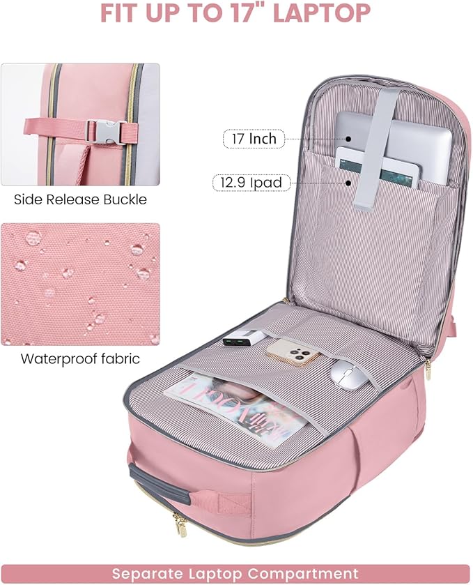 LOVEVOOK 40L Travel Backpack for Women & Men, Airline Approved Carry On Luggage with 3 Packing Cubes, TSA Overnight Bags, Waterproof Personal Item Bag, Weekender Essentials Backpacks fits 17" Laptop