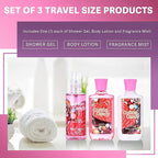 Cotton Candy Bath & Body Travel Kit, 3 Fl Oz, Ideal Skincare Gift Home Spa Set, Includes Shower Gel, Body Lotion and Fragrance Mist, Birthday Mother's Valentine's Day Gifts for Her