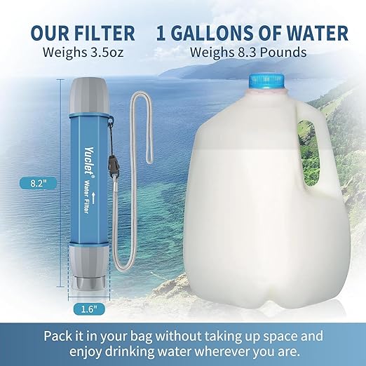 YWF01 Water Filter Straw for Drinking Survival, Portable Water Filter Water Filtration System Prepper Gear and Supplies for Emergency Preparedness, Camping, Hiking, Backpacking and Travel, 8 Pack