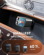SUPERONE Retractable Car Charger, 69W Car Charger Adapter for iPhone 17 USB C Charger Fast Charging with Starry Light, Car Accessories Compatible with iPhone 17/16/15/14/13/12, iPad, Android, Pixel
