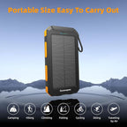 Durecopow Solar Charger Power Bank 20,000mAh, Portable Charger, 4 Cables 3 Ports Fast Charging External Battery Pack with USB C for Cell Phones, Solar Panel Charger with Dual Flashlight for Camping