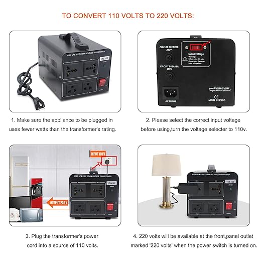 Yinleader 1500W 110V to 220V or 220V/230V/240V to 110V/120V Power Converter Step Up/Down Voltage Transformer Converter for Use 220V Overseas Appliances