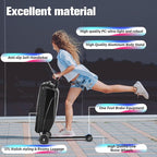smilesun Scooter Luggage For Kids & Adults， Hardside Ride On Suitcase For Kids Ages 4-15 Multifunctional Lightweight Foldable Carry On Luggage With Wheels Ride On For Children Teenagers（Coal Black）