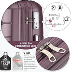 Somago Luggage Sets and Packing Cube Travel Set Lightweight Hardside Polypropylene Suitcases with Double Spinner Wheels and TSA Lock,Elegant Purple