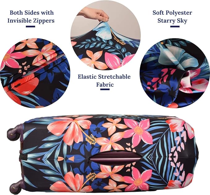 Suitcase Cover, Carry on Luggage Cover Protector - Travel Elastic Spandex Luggage Covers Fits 22 to 24 Inch Flower