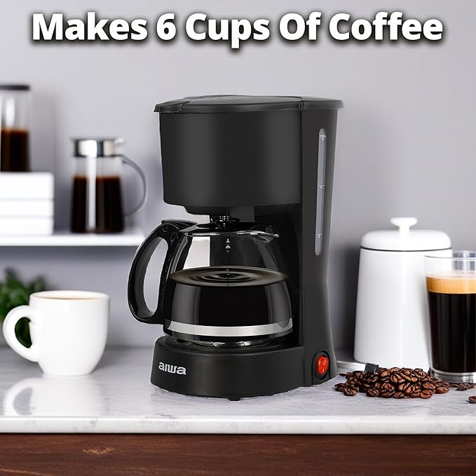 Aiwa 22 fl. oz. Compact Coffee Maker with Reusable Filter and Indicator Light