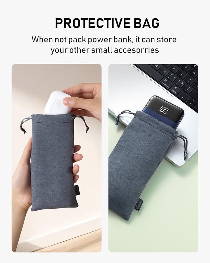 charmast 10000mAh Portable Charger with Built in Cables, 22.5W Travel Essential Power Bank Fast Charging, USB C Battery Pack for iPhone 17/16/15/14/13/12/11 Series, iPad, Samsung, Android, Tablet
