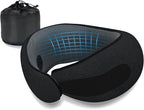 Neck Travel Pillows for Airplanes Memory Foam Neck Comfort Pillow Compact Ergonomic Design Sleeping Essentials for Long Flights Car Rides and Home Use (Black)