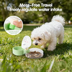 Small Dog Food and Water Bowl for Travel, Green, 2-in-1 Portable Collapsible Dog Feeder for Capming, Walking, Hiking, Food-Grade PP Material, Cute Smiley Face Design for Cats and Dogs