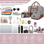 Wogarl 4PCS Weekender Bags for Women Large Overnight Weekend Travel Duffel Carry on Shoulder with Shoe Compartment Canvas Toiletry Bag for Travel Business Gym