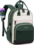 LOVEVOOK Backpack for Women,Laptop Backpack Women,Fits 17 Inch Laptop Bag,School Backpacks,Fashion Travel Work Anti-theft Bag,Waterproof Business Computer College Backpack Purse,Beige-Green-Black