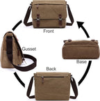 Evergoo Vintage Messenger Bag Unisex Shoulder Bags Canvas Satchel Cross Body Work Satchel Briefcase for 15.6 Inch Laptop