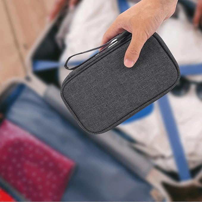 CAAORDKSO Electronic Organizer Travel USB Cable Accessories Case Bag, Waterproof Electronics Accessories Bag Organizer Case for USB, Cable, Cord, Charger, Phone, Power Bank, Earphone (Dark Gray)