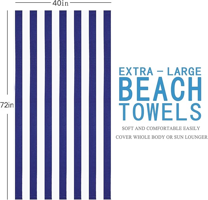4 Packs Extra Large Beach Towel Bath Towel 72*40 Set Bathroom Sheets Bulk Oversized Soft Absorbent Thick Xl Big Giant Microfiber Terry Blanket Clearance Turkish Toallas De Playa NOT Cotton Blue Navy
