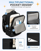 coofay Travel Backpack For Women Men Airline Approved Carry On Backpack Flight Approved Waterproof Sports Luggage Backpack Casual Daypack Small Hiking Backpacks Black Backpacks