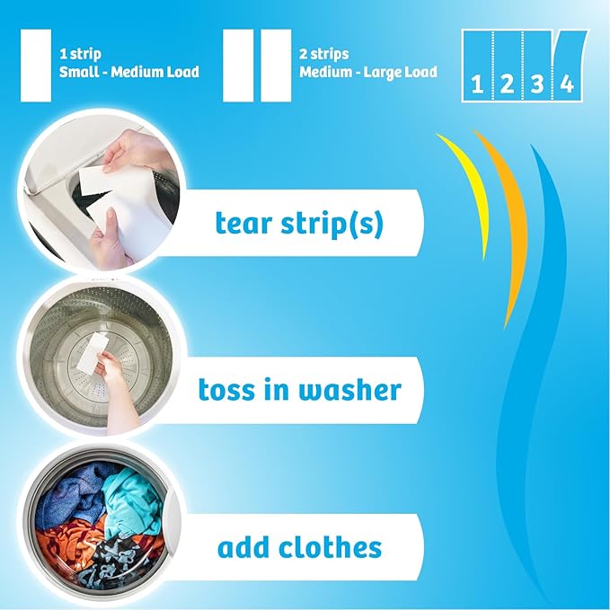 Breezeo Laundry Detergent Strips (48 strips) – Free & Clear - More Convenient than Pods, Pacs, Liquids or Powders – Great for Home, Dorm, Travel, Camping & Hand-Washing