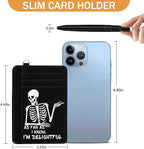Yonlevres Skeleton Skull Credit Card Holder Slim Wallet, Funny Gothic RFID Wallet Women Front Pocket Small Card Holder, Goth Halloween Card Case ID Window PU Leather RFID Blocking Card Organizer Gifts