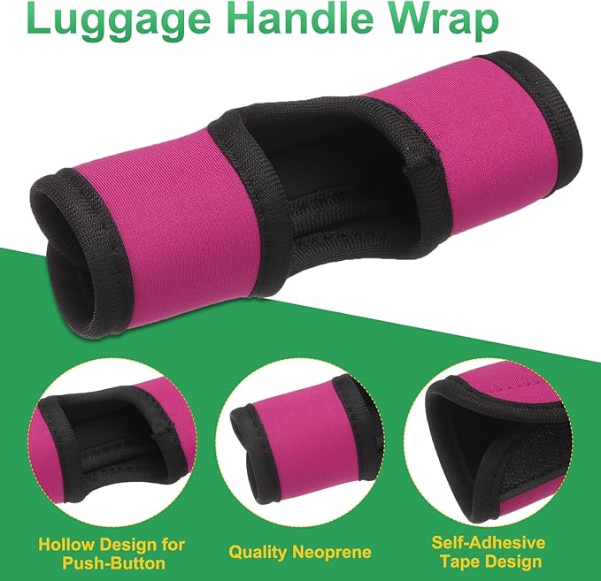 uxcell 5 Pcs Luggage Handle Wrap, Hollow Neoprene Handbag Grip Cover Protector Luggage Identifiers Suitcase Handle Wraps for Luggage Suitcase Travel Bags, Rose Red