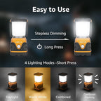 Lepro 1000LM Battery Powered LED Camping Lantern, Orange Tent Light with 4 Light Modes, Camping Essentials, Waterproof Lantern Flashlight for Camping, Emergency Light, Power Outage, Not Rechargeable