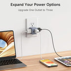 [ETL Listed] Cable Matters 3-Pack 3 Outlet Wall Adapter (Grounded Cube Tap, Outlet Splitter, 3 Way Plug Adapter, 3-Prong Power Splitter), Gray