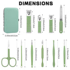 Manicure Set Gift for Women Men, Easter Basket Stuffers for Teens Boys, 10 In 1 Finger and Toe Nail Clippers Kit, Men's Grooming Pedicure Tools with Portable Travel Case, Matcha Green