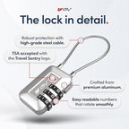 TSA Accepted Luggage Travel Lock, Set-Your-Own Combination Lock for School Gym Locker, Luggage Suitcase Baggage Locks, Filing Cabinets, Toolbox, Case (Silver, 4 Pack)