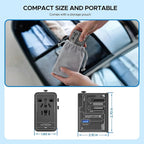 Universal Travel Adapter, 75W GaN International Power Adapter with 3 USB C and 1 USB A, All in One Travel Plug Adapter, Worldwide Outlet Wall Charger Converter for EU US UK AU 200+ Countries.