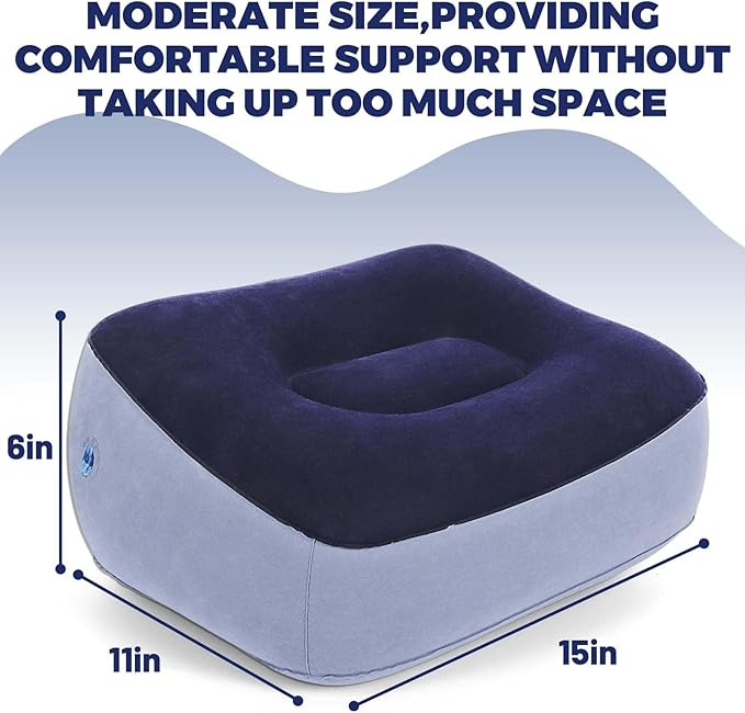 Inflatable Foot Rest for Travel - Adjustable Height Leg Pillow for Airplane & Car, Portable Foot Stool for Kids & Adults （Multicolor） 2-Count