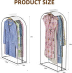Upgraded Thickened Clear Garment Bags for Hanging Clothes 4 Packs (40 & 50 inch), 10“ Gusseted Clothes Hanging Storage Bags for Closet, Shirts, Coats, Dresses