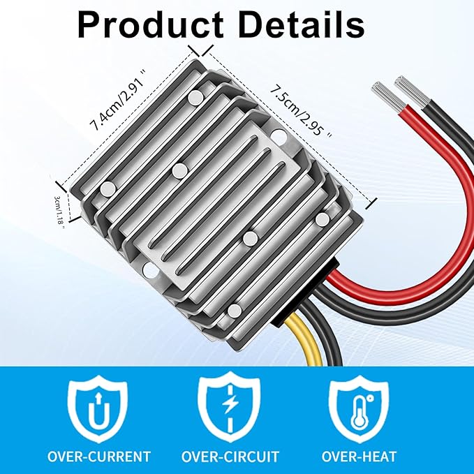 DC 36V/48V Step Down to 12V 20A 240W, DC Converter Regulator Voltage Regulator, PBuck Converter Regulator Power Supply Module Buck Transformer for Golf Cart Forklifts Car Truck Boat Vehicle