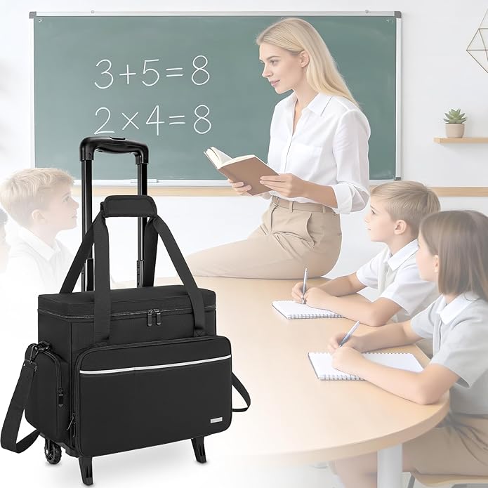 GMAK Teacher Briefcase, Teacher Tote Bags with 15.6 Inch Laptop Compartment, Scrapbook Tote Craft Organizer with Pockets