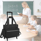 GMAK Teacher Briefcase, Teacher Tote Bags with 15.6 Inch Laptop Compartment, Scrapbook Tote Craft Organizer with Pockets