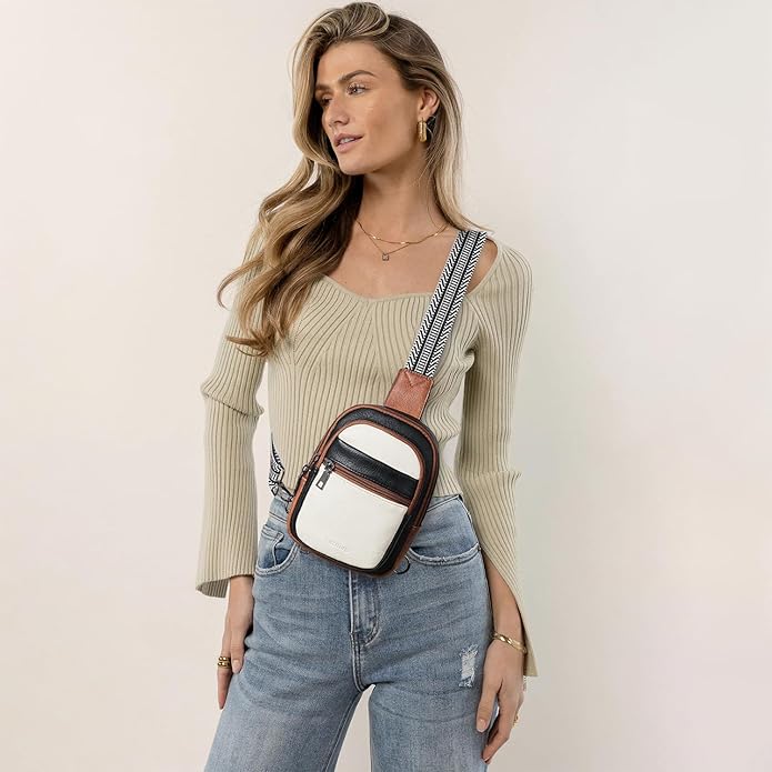 LATMAP Sling Bag For Women Faux Leather Small Casual Daypack Backpack Fanny Pack Crossbody Chest Bags Purse