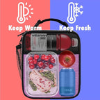 opux Premium Insulated Lunch Box, Soft School Lunch Bag for Girls Kids, Leakproof Small Lunch Pail Women Work, Reusable Compact Cooler Tote Lunchbox for Office Adult, Heather Purple