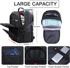 ANTERK Extra Large Backpack, 18.4 Inch Travel Laptop Backpacks for Men Women, 55L Anti Theft Water Resistant College Bussiness TSA Airline Approved Work Computer Backpack, Black
