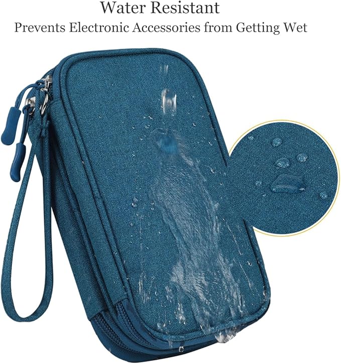CAAORDKSO Travel Essentials Electronics Organizer Tech Pouch, Waterproof Cable Organizer Bag Charger Case for Travel Accessories, Cable, Cord, Charger, Phone, Power Bank, Earphone (Dark Green, Large)