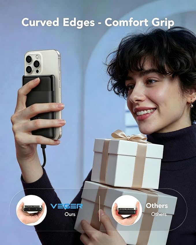 VEGER Portable Charger, Ultra Slim 22.5W Fast Charging with Built in Cable, Flight-Safe 10000mAh USB C Power Bank Battery Pack, Travel Essential Phone Powerbank for iPhone 17 16 Samsung S25 Google etc