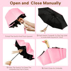Compact Small Umbrellas for Rain&Sun, Cute Design Duck Head Umbrella for Girls Gifts, 8 Ribs Folding Umbrella with Wooden Handle