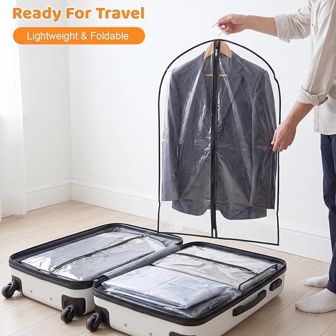 12 Pack Garment Bags 60 * 100cm, 40in Full Clear Garment Covers, Suit Storage Bags, Dress Organizer Bags Used To Protect Shirts, Winter Coats, Jackets