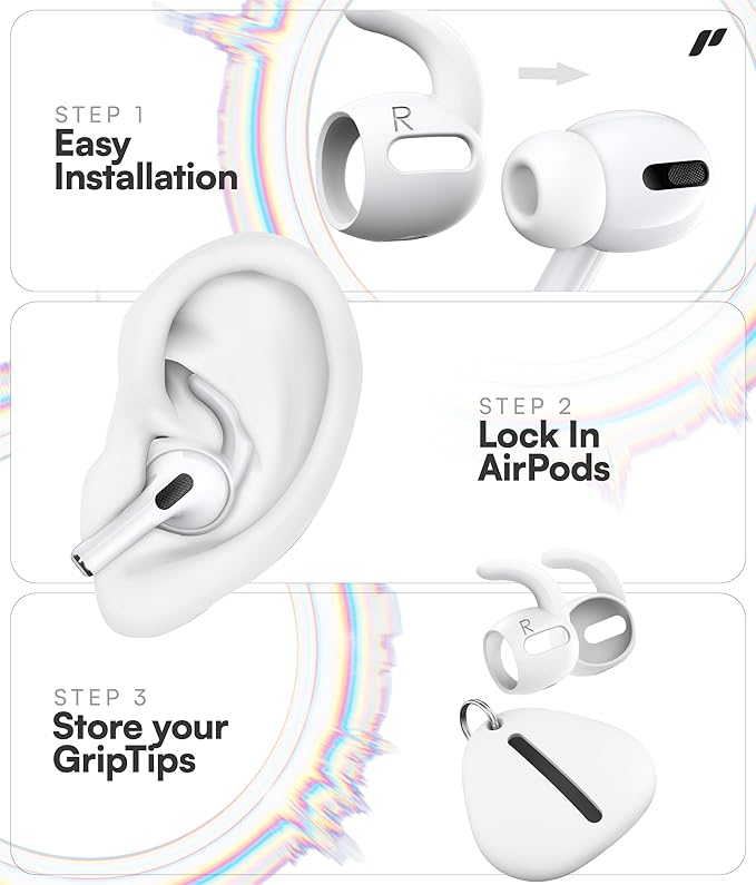 Proof Labs 3 Pairs for AirPods Pro 1st Gen Ear Hooks Covers [Added Storage Pouch] Anti Slip Ear Tips Accessories Compatible with Apple AirPods Pro Generation 1 (White)