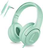 awatrue Kids Headphones for School Travel, 85/94dB Safe Volume Limit, 3.5mm Jack, HD Mic, Portable Wired Headphone with Shareport, Stereo Sound On-Ear Headphones for Toddler Kids Girls Boys Green