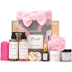 Mothers Day Gifts for Women, Spa Gifts for Women, Self Care Kit ROSE Bath and Body Gifts Set for Woman, Scrub Body Wash, Clay Mask, Essential Oil, Birthday Gift Skin Care Set, Christmas Gift