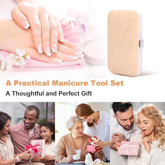 Manicure Set-Stainless Steel Nail Care Set-Professional 7 in 1 Ingrown Toenail Clipper Grooming Tool-Pedicure Kit & Toe Nail Cutter-Thick Nail Scissors Toiletries with Cuticle Trimmer (Rose Gold)