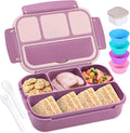 shell and turtle Bento Box Adult Lunch Box, Lunch Containers for Kids Girls Boys with 4 Compartments, Lunchable Food Container with Utensils, Sauce Jar, Muffin Liners, 40 Oz/5 Cup, Dark Purple