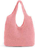 Hand-woven Soft Large Straw Shoulder Bag Boho Straw Handle Tote Retro Summer Beach Bag Rattan Handbag