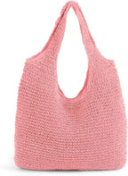 Hand-woven Soft Large Straw Shoulder Bag Boho Straw Handle Tote Retro Summer Beach Bag Rattan Handbag