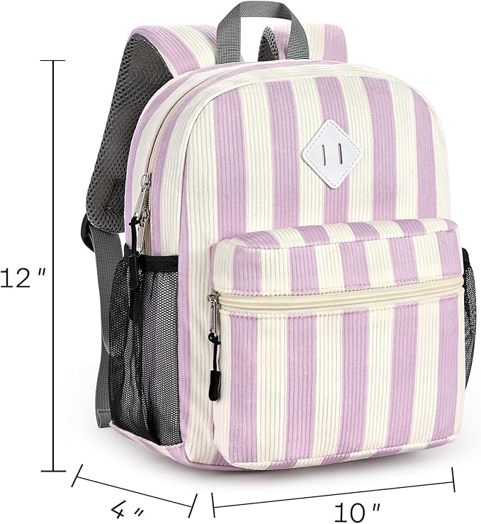 STEAMEDBUN Corduroy Toddler Backpack for Girls Boys 2-4, Kids Preschool Backpack for Kindergarten - Stripe