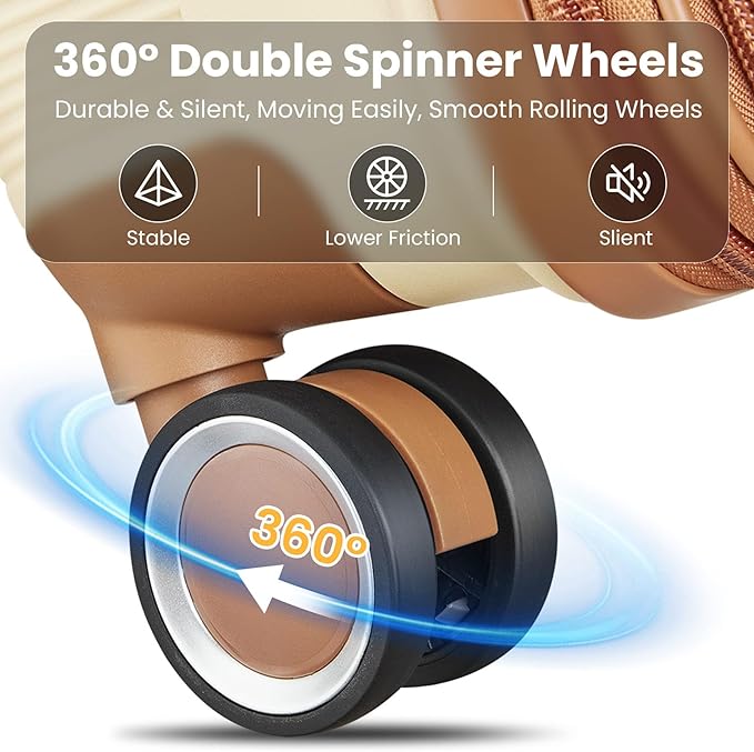 Hard Shell Luggage Sets 4 Piece with 360 Spinner Wheels,Lightweight Suitcase Set with TSA Lock,Travel Luggage Set with Telescoping Handle,Light and Strong,Easy to Clean (Apricot Cream)